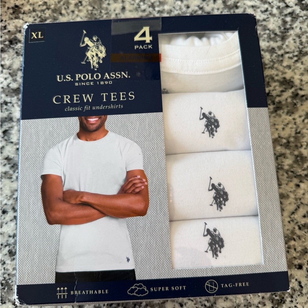 U.S. Polo Assn. White Crew Tees 3-Pack